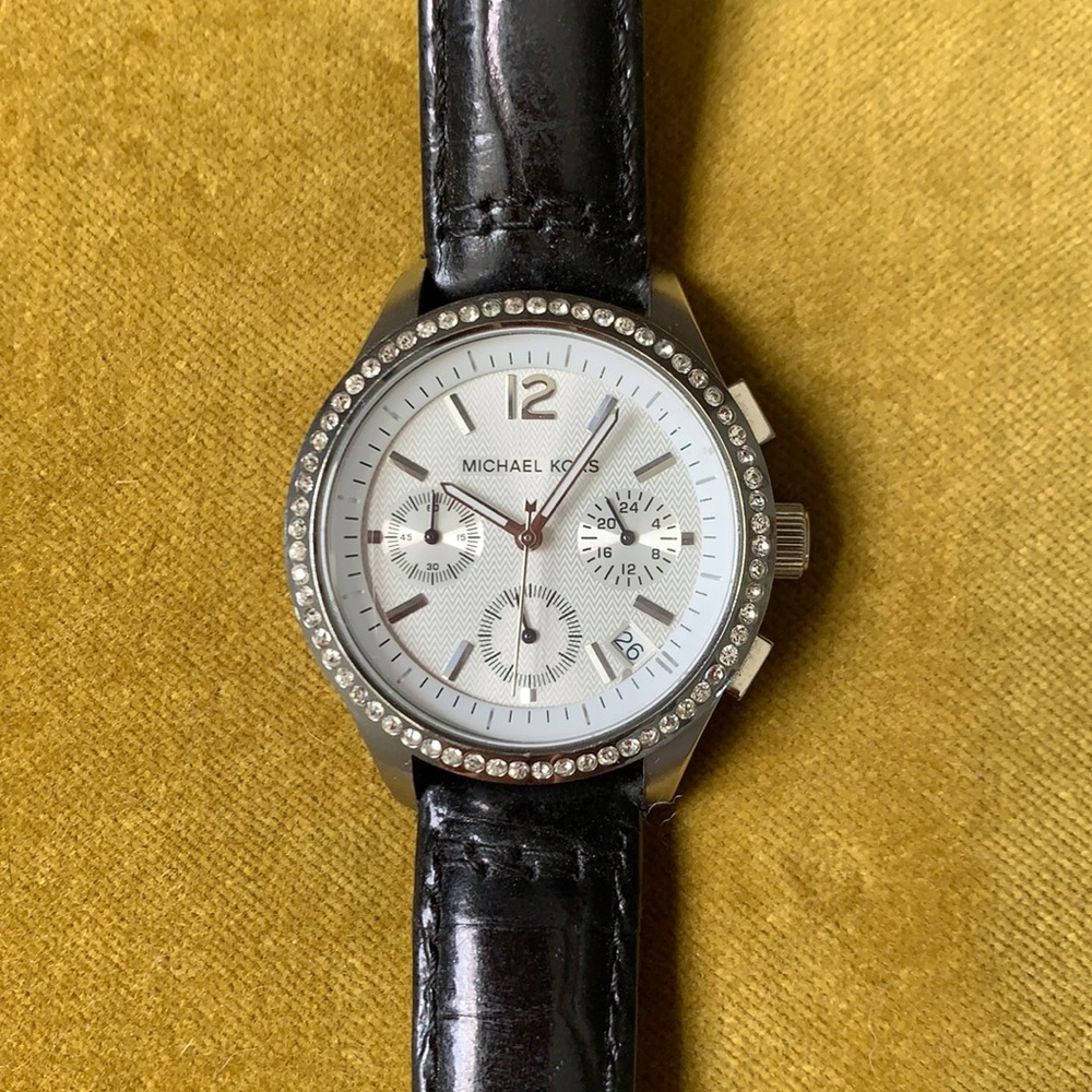 Michael Kors Black Leather Watch